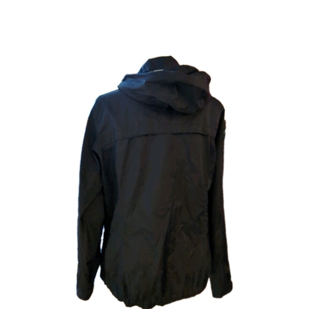 Columbia Women's Athletic Jacket Nylon Adjustable Hood Sleeves Bottom Black XL - Picture 3 of 11